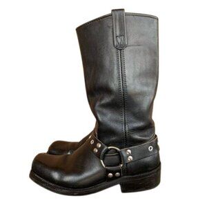 Double-H Boots Black Leather Harness Motorcycle Boots Goth Grunge Biker Comfort